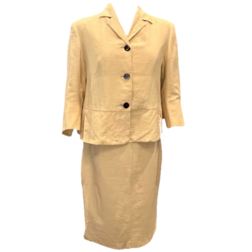 Vintage Gianfranco Ferré Linen Skirt suit Yellow Size US 6